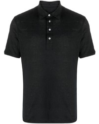 Мужская черная льняная футболка-поло от Ermenegildo Zegna