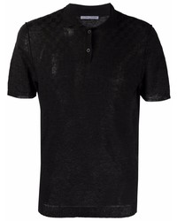 Мужская черная льняная футболка-поло от GREY DANIELE ALESSANDRINI