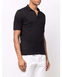 Мужская черная льняная футболка-поло от Lardini