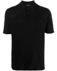 Мужская черная льняная футболка-поло от Roberto Collina