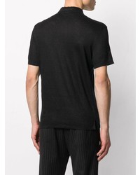 Мужская черная льняная футболка-поло от Sandro Paris
