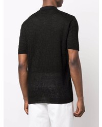 Мужская черная льняная футболка-поло от Roberto Collina
