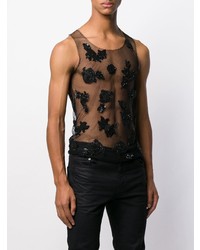 Мужская черная майка с вышивкой от Saint Laurent