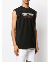 Мужская черная майка с принтом от Philipp Plein