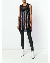 Женская черная майка с украшением от Amen