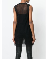 Женская черная майка с украшением от Amen