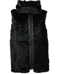 Женская черная меховая безрукавка от Helmut Lang