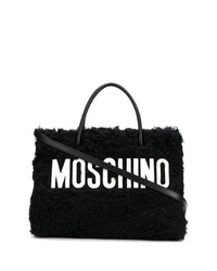 Черная меховая большая сумка от Moschino
