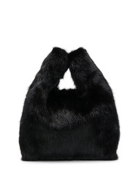 Черная меховая большая сумка от Simonetta Ravizza