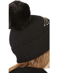 Женская черная меховая шапка от Kate Spade