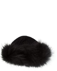 Женская черная меховая шапка от Salvatore Ferragamo