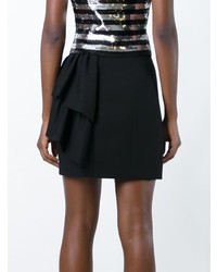 Черная мини-юбка с рюшами от Saint Laurent