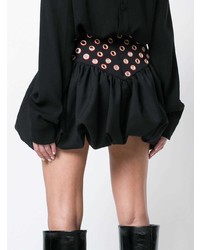 Черная мини-юбка с украшением от Saint Laurent
