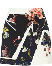 Черная мини-юбка с цветочным принтом от Erdem