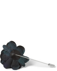 Черная мужская брошь с цветочным принтом от Lanvin