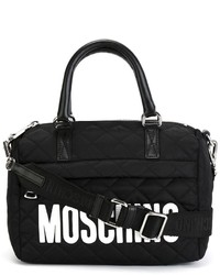 Черная нейлоновая стеганая большая сумка от Moschino
