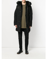 Мужская черная парка с вышивкой от As65