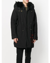 Мужская черная парка с вышивкой от As65