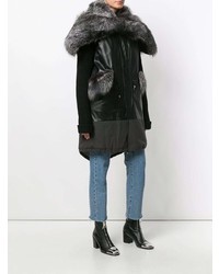 Женская черная парка от Furs66