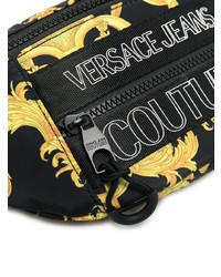 Мужская черная поясная сумка из плотной ткани от VERSACE JEANS COUTURE