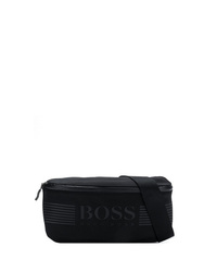 Мужская черная поясная сумка из плотной ткани от BOSS HUGO BOSS