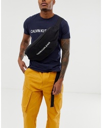 Мужская черная поясная сумка из плотной ткани от Calvin Klein Jeans