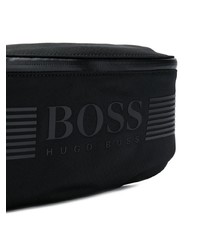 Мужская черная поясная сумка из плотной ткани от BOSS HUGO BOSS