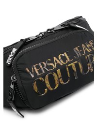 Мужская черная поясная сумка из плотной ткани от VERSACE JEANS COUTURE