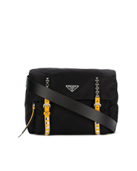 Черная поясная сумка из плотной ткани от Prada