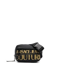 Мужская черная поясная сумка из плотной ткани от VERSACE JEANS COUTURE