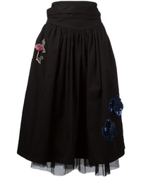 Черная пышная юбка с вышивкой от Marc Jacobs
