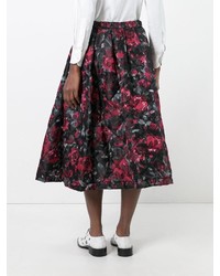 Черная пышная юбка с цветочным принтом от Comme des Garcons