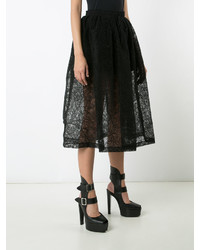 Черная пышная юбка с цветочным принтом от Vera Wang