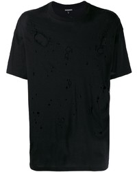 Мужская черная рваная футболка с круглым вырезом от Ann Demeulemeester
