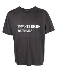 Мужская черная рваная футболка с круглым вырезом от Enfants Riches Deprimes