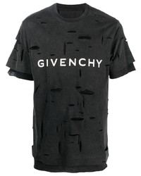 Мужская черная рваная футболка с круглым вырезом от Givenchy