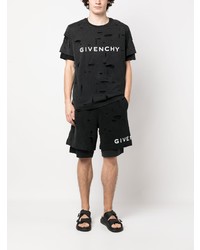 Мужская черная рваная футболка с круглым вырезом от Givenchy