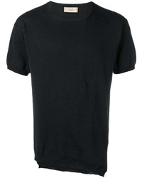 Мужская черная рваная футболка с круглым вырезом от Maison Flaneur