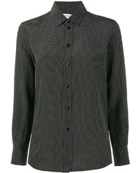 Женская черная рубашка в горошек от Saint Laurent