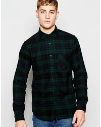 Мужская черная рубашка в шотландскую клетку от Jack and Jones