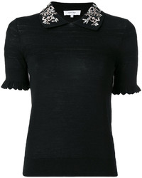 Женская черная рубашка поло с вышивкой от Carven