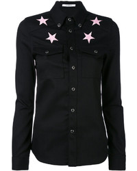 Женская черная рубашка с вышивкой от Givenchy