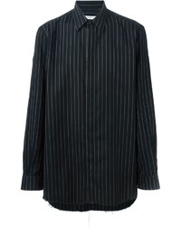 Черная рубашка с длинным рукавом в вертикальную полоску
