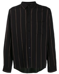 Мужская черная рубашка с длинным рукавом в вертикальную полоску от Ami Paris