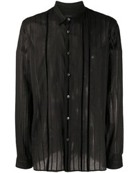 Мужская черная рубашка с длинным рукавом в вертикальную полоску от Ann Demeulemeester