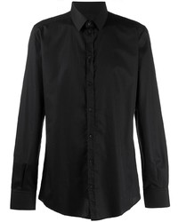 Мужская черная рубашка с длинным рукавом в вертикальную полоску от Dolce & Gabbana