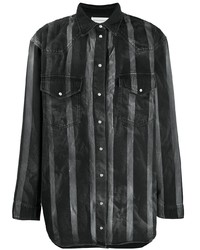 Мужская черная рубашка с длинным рукавом в вертикальную полоску от Faith Connexion