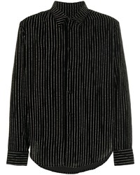 Мужская черная рубашка с длинным рукавом в вертикальную полоску от Garcons Infideles