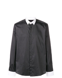 Мужская черная рубашка с длинным рукавом в вертикальную полоску от Les Hommes