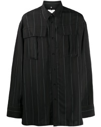 Мужская черная рубашка с длинным рукавом в вертикальную полоску от Oamc